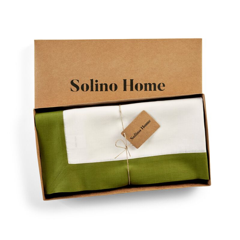 Solino Home 100% Pure Linen Table Throw 52 x 52 Inch | Contempo