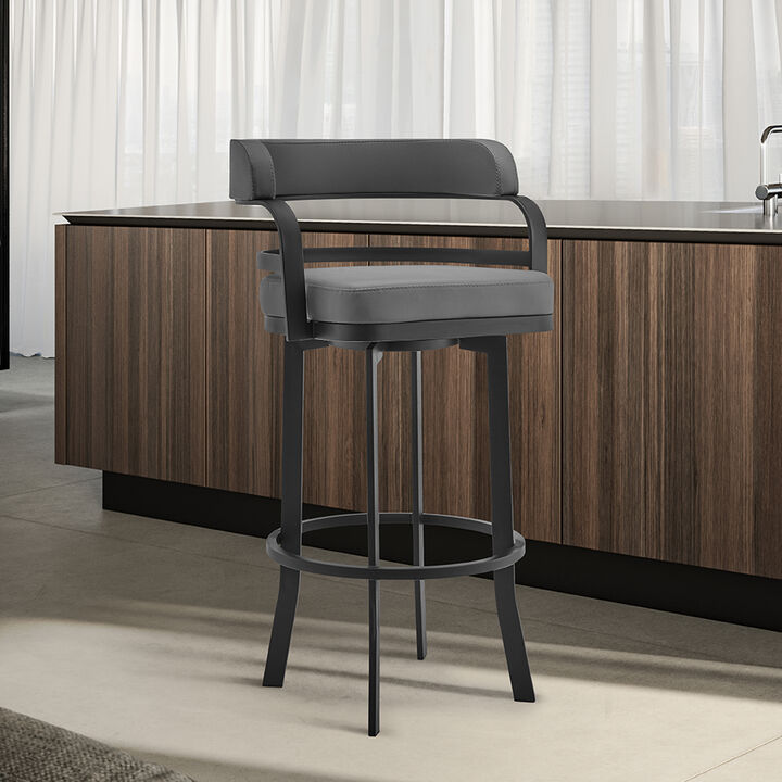 Prinz Counter Height Swivel Faux Leather and Brushed Stainless Steel Bar Stool