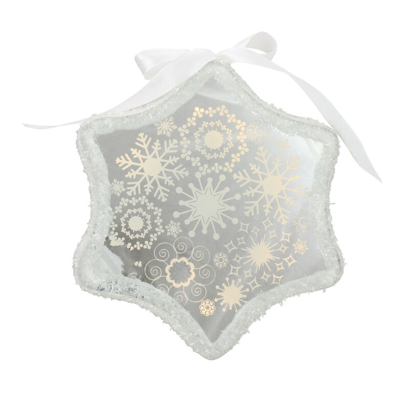 9" White Pre-Lit LED Sparkle Snowflake Scene Christmas Ornament