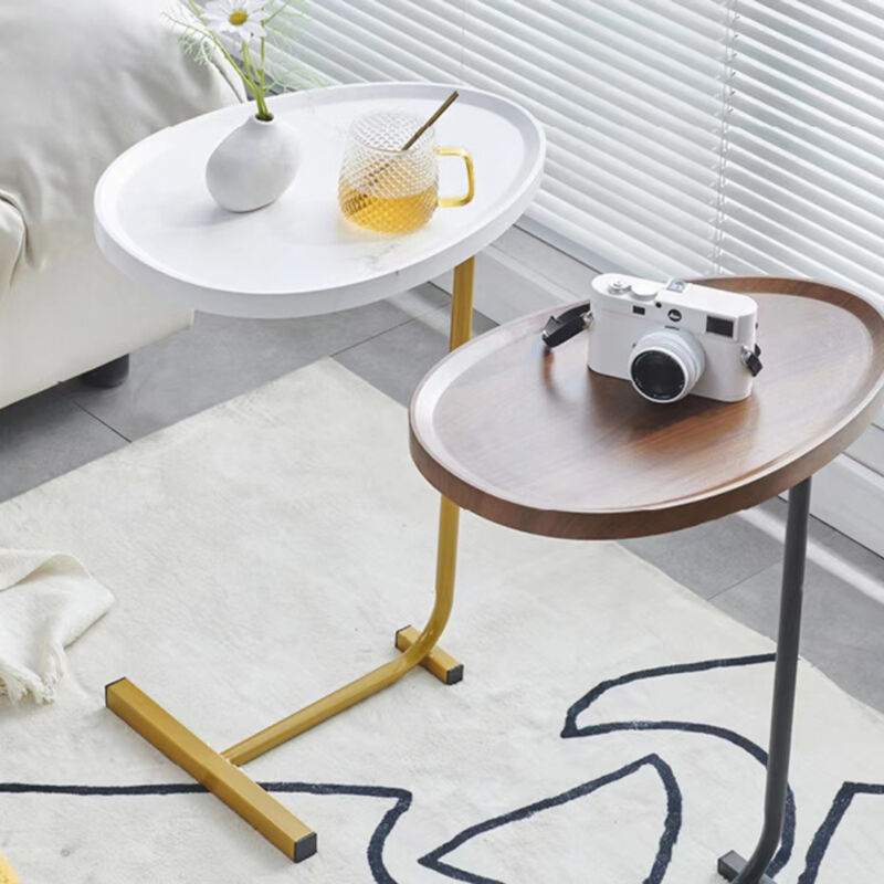 2 Pieces Brown Cshaped Side Table, Small Sofa Table For Small Spaces, Living Room, Bedroom