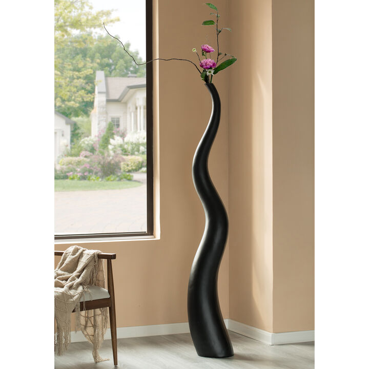 Uniquewise 62" Tall Animal Horn Shape Floor Vase: Elegant Ceramic Black Accent for Entryway, Dining, or Living Room Decor - Distinctive Antler Design, Adding Nature-Inspired Charm to Your Home