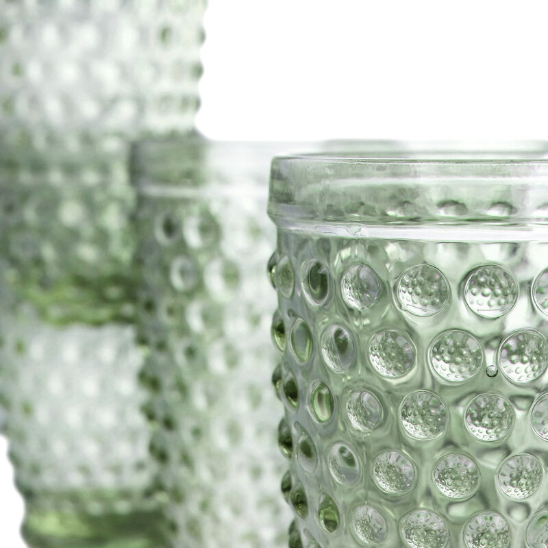 Martha Stewart 6 Piece Hobnail Handmade Glass Tumbler Set in Green