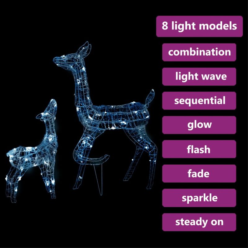 vidaXL Acrylic Reindeer Family Christmas Decoration 160 LED Cold White