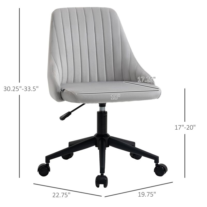 Slate Task Chair: Velveteen Swivel Mid-Back with Fluted Design