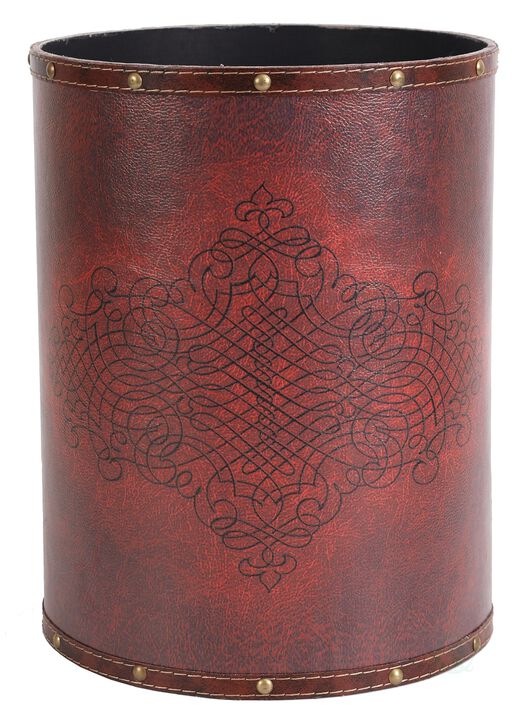 Vintiquewise Faux Leather Antique Design Waste Bin