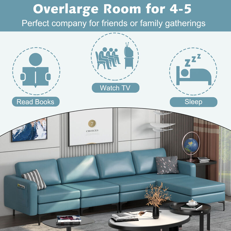 Costway Modular L-shaped Sectional Sofa with  Reversible Chaise & 4 USB Ports