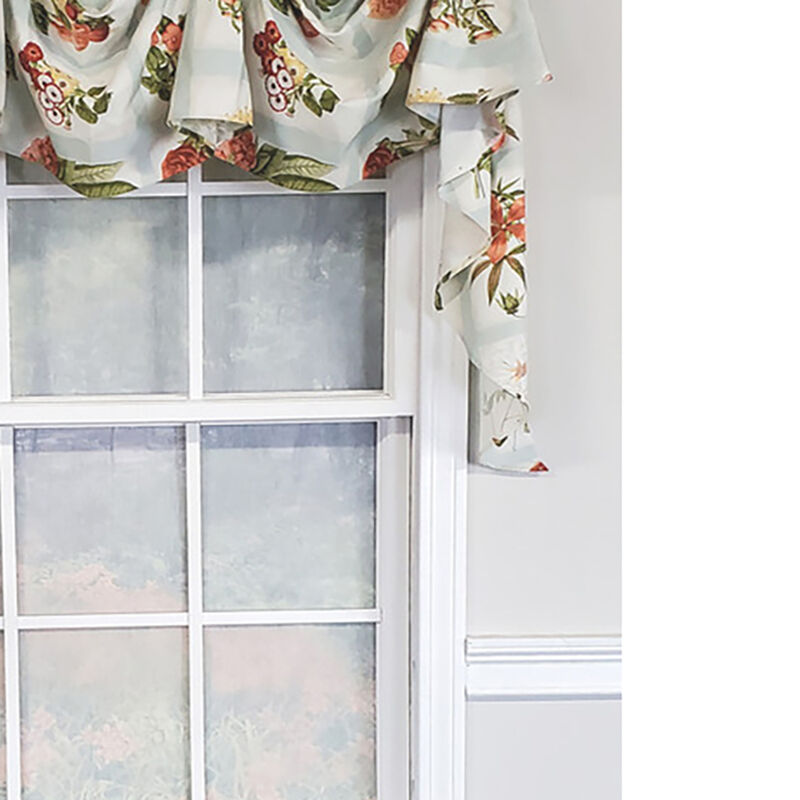 RLF Home Luxurious Modern Design Garden Pallet Victory Swag 3-Scoop Window Valance 50" x 25" Robins Egg
