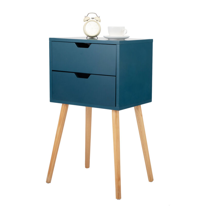 Streamdale Mid Century Blue Nightstands with Drawers