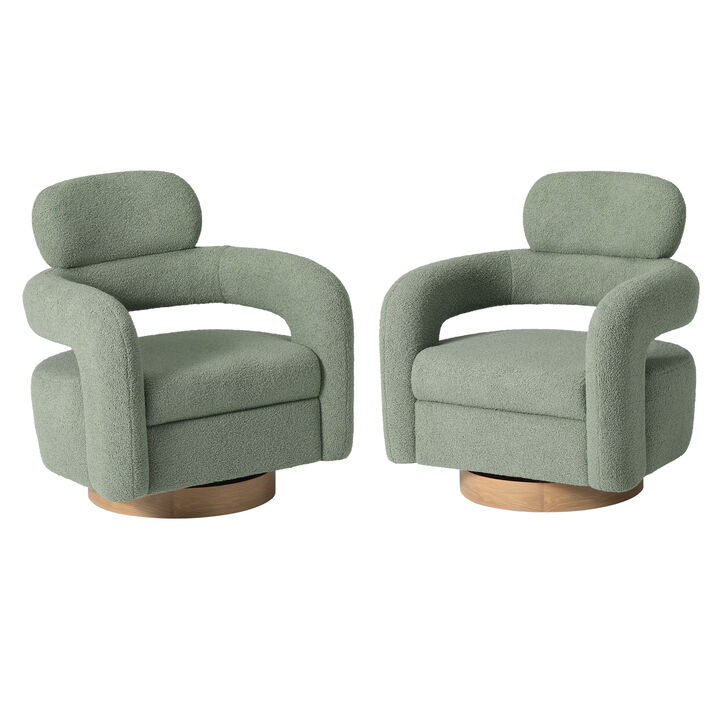 WestinTrends Mid-Century Modern Sherpa Swivel Barrel Accent Chair (Set of 2)