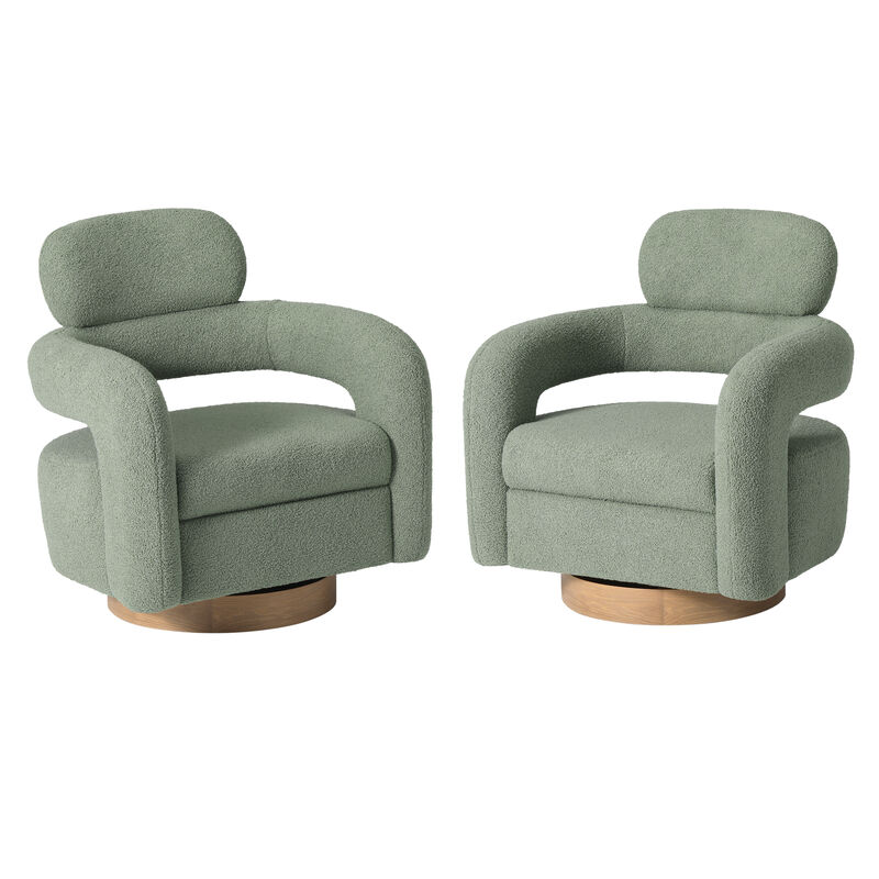 WestinTrends Mid-Century Modern Sherpa Swivel Barrel Accent Chair (Set of 2)