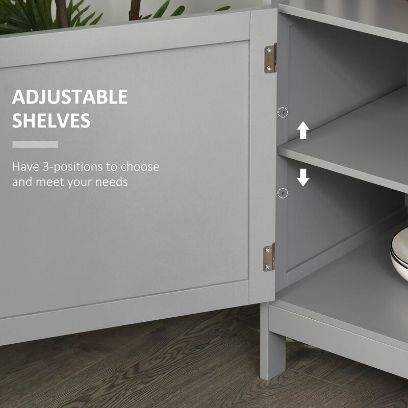 Gray Kitchen Organizer: Wooden Buffet Console with Cabinet and Shelf