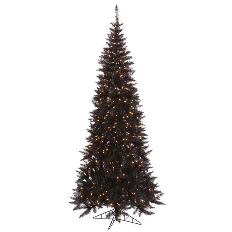 Vickerman  5.5 ft. x 30 in. Black Fir Artificial Christmas Tree with 300 Warm White LED Light & 722 Tip Count