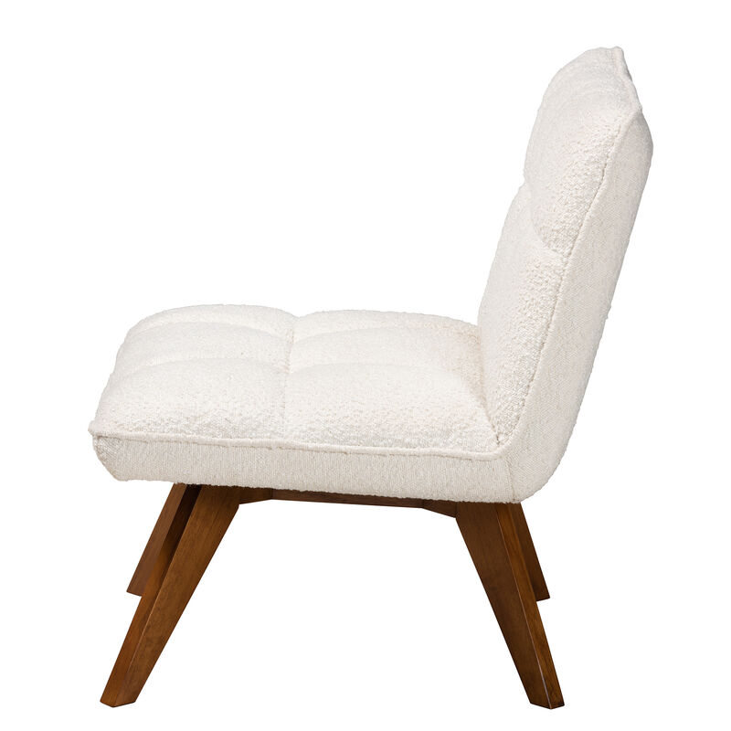 Baxton Studio Darielle Cream Boucle Fabric and Walnut Brown Finished Rubberwood Accent Chair