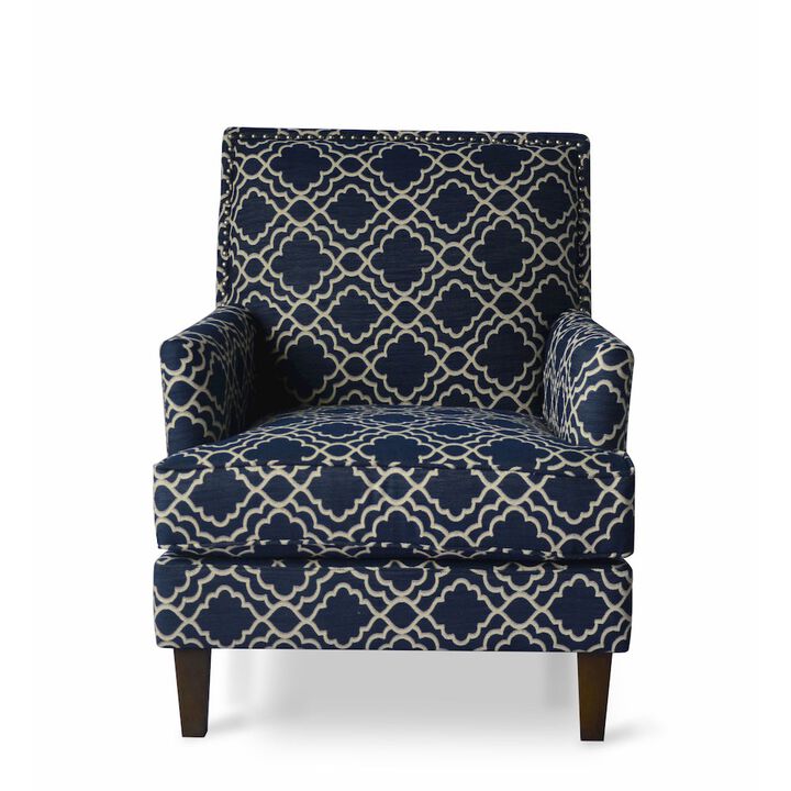 Jofran Aubrey Contemporary Geometric Upholstered Accent Chair with Nailhead Trim