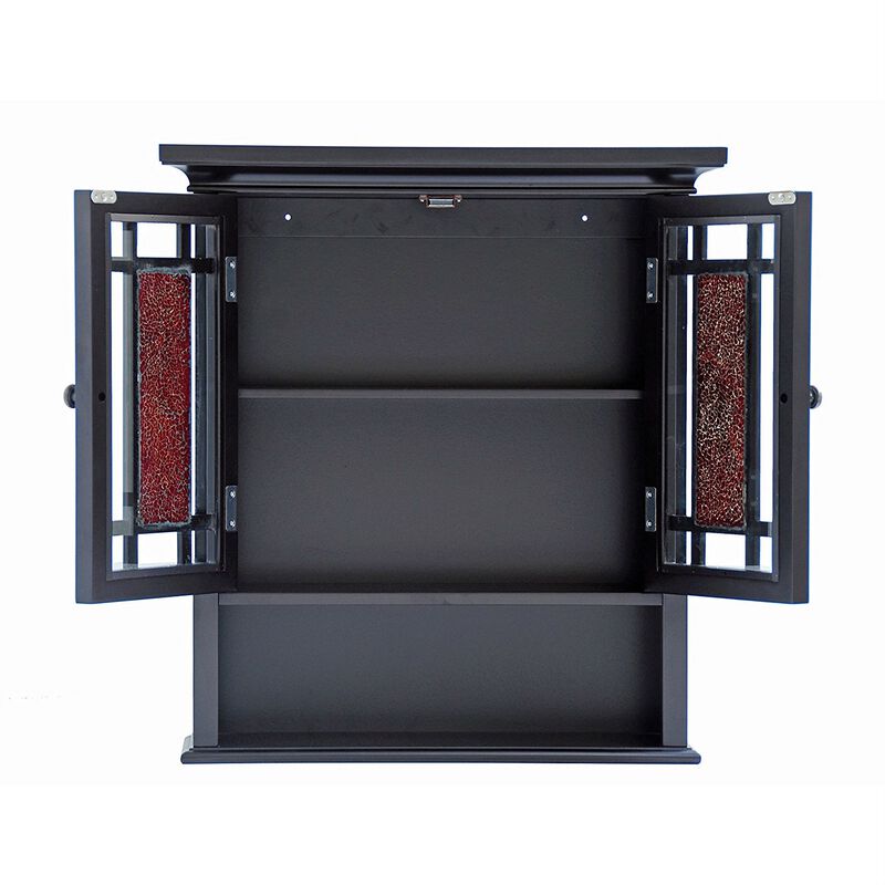 Hivvago Espresso Bathroom Wall Cabinet with Amber Mosaic Glass Accents