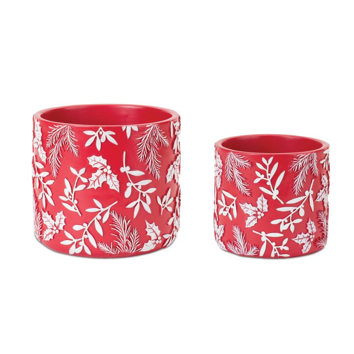 Winter Foliage Planter for Seasonal Décor and Holiday Plant Display (Set of 2)