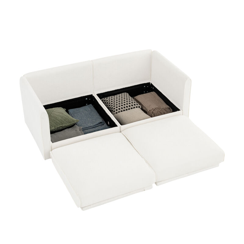 Merax Chenille 2-Seater Sofa with Storage Seat