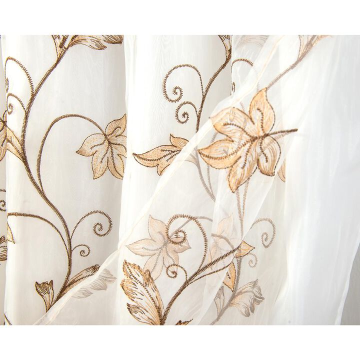Pia Embroidered Panel With Double Valance 54'' x 90'' Silver