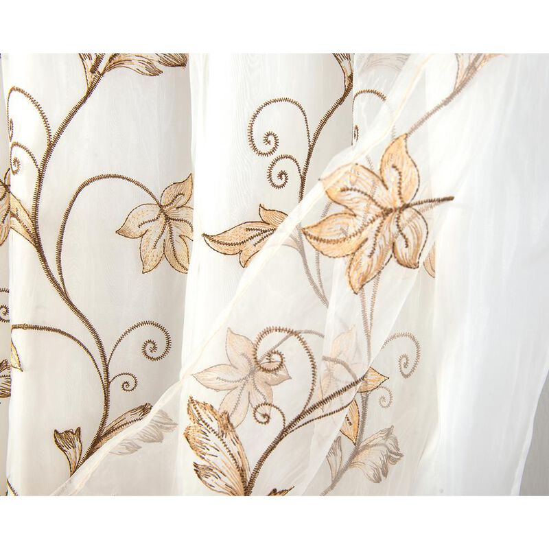 Pia Embroidered Panel With Double Valance 54'' x 90'' Silver
