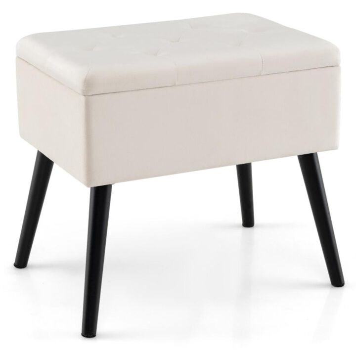 Hivvago Velvet Storage Ottoman with Solid Wood Legs for Living Room Bedroom