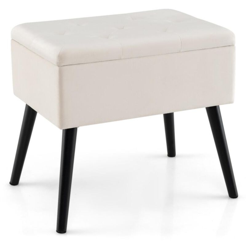Hivvago Velvet Storage Ottoman with Solid Wood Legs for Living Room Bedroom