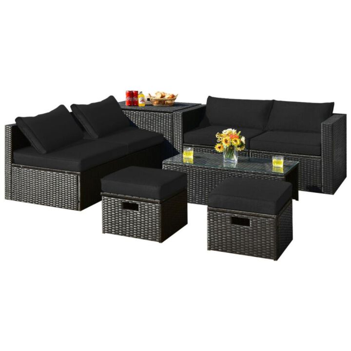 Hivvago 8 Pieces Patio Furniture Set with Storage Box and Waterproof Cover