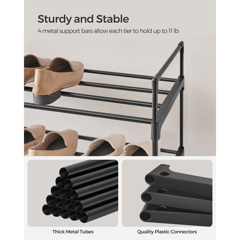 4-Tier Metal Shoe Rack - Storage Organizer Holds Up to 10 Pairs for Entryway, Living Room, Hallway