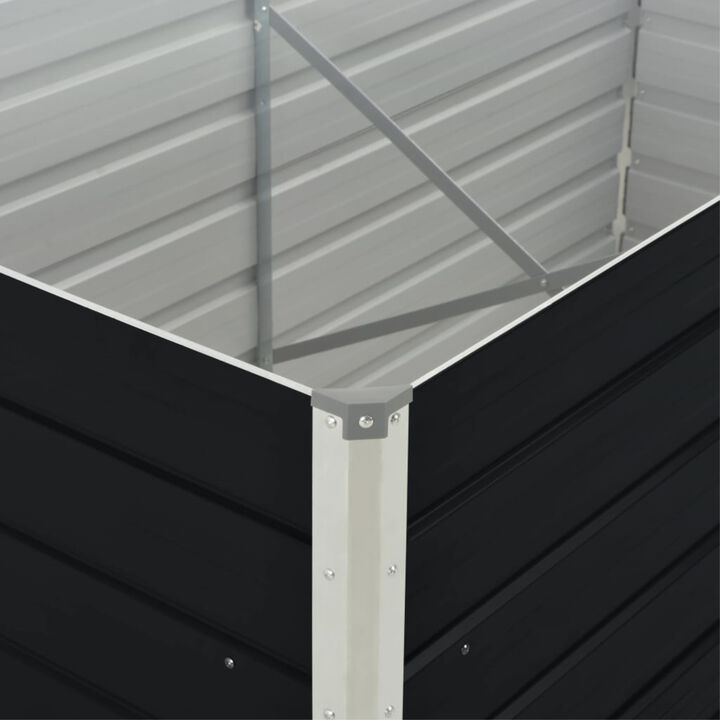 vidaXL Raised Garden Bed 63"x31.5"x17.7" Galvanized Steel Anthracite