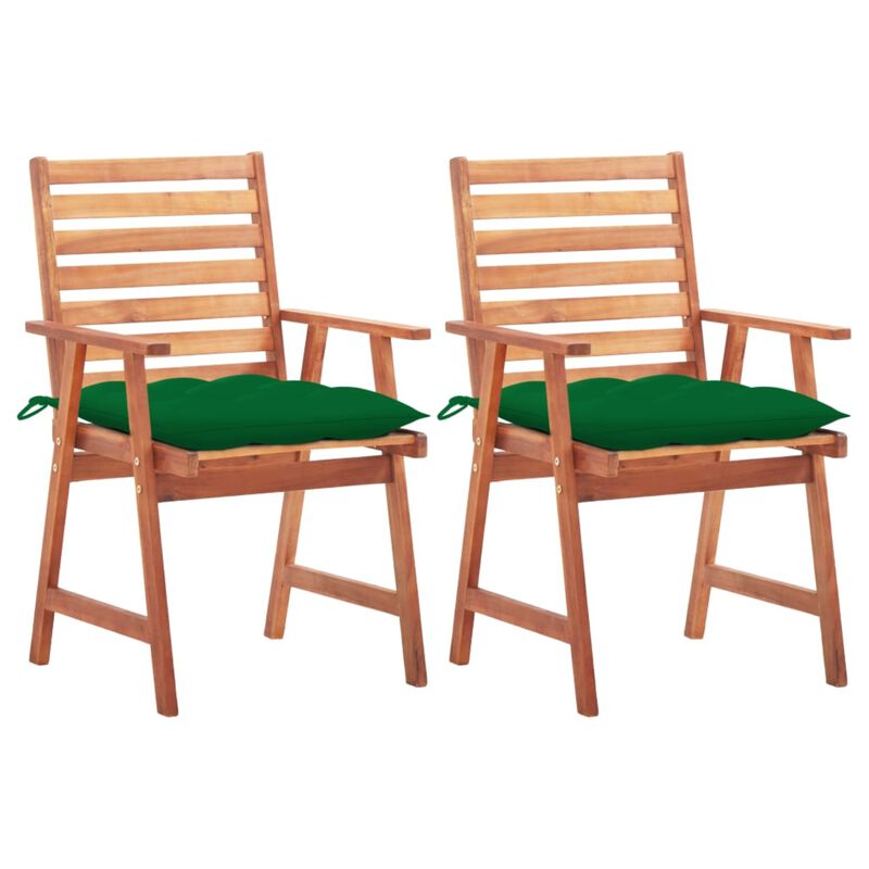 vidaXL Patio Dining Chairs 2 pcs with Cushions Solid Acacia Wood