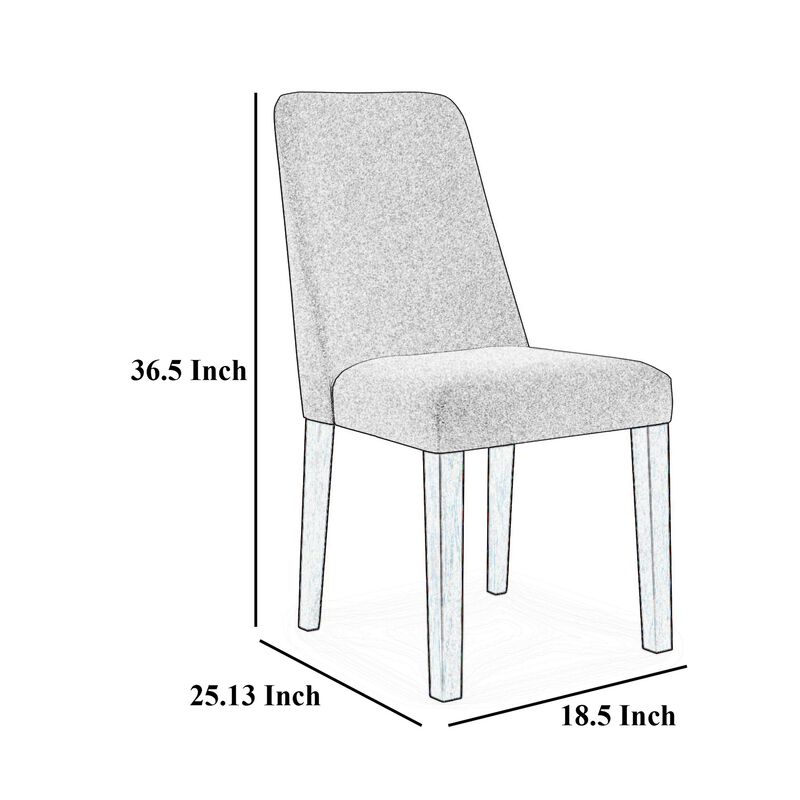 Jeyn Dining Side Chair Set of 2, Solid Hardwood, Blue Polyester Fabric - Benzara