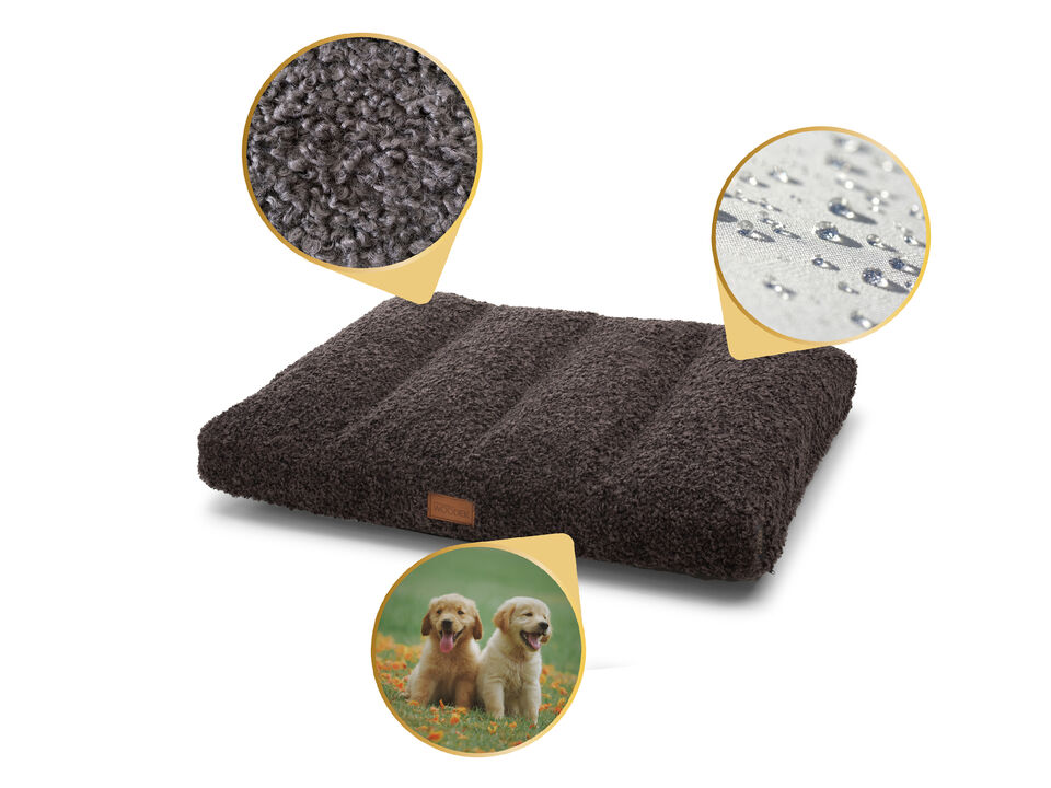 Teddy Dog Ergonomic Mattress - Large, Dark Grey Luxurious Removable Fabric