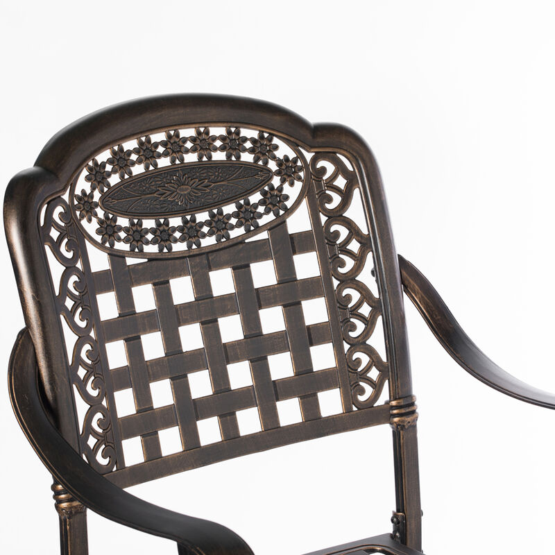 Indoor and Outdoor Bronze Dinning Set 2 Chairs Cast Aluminum.