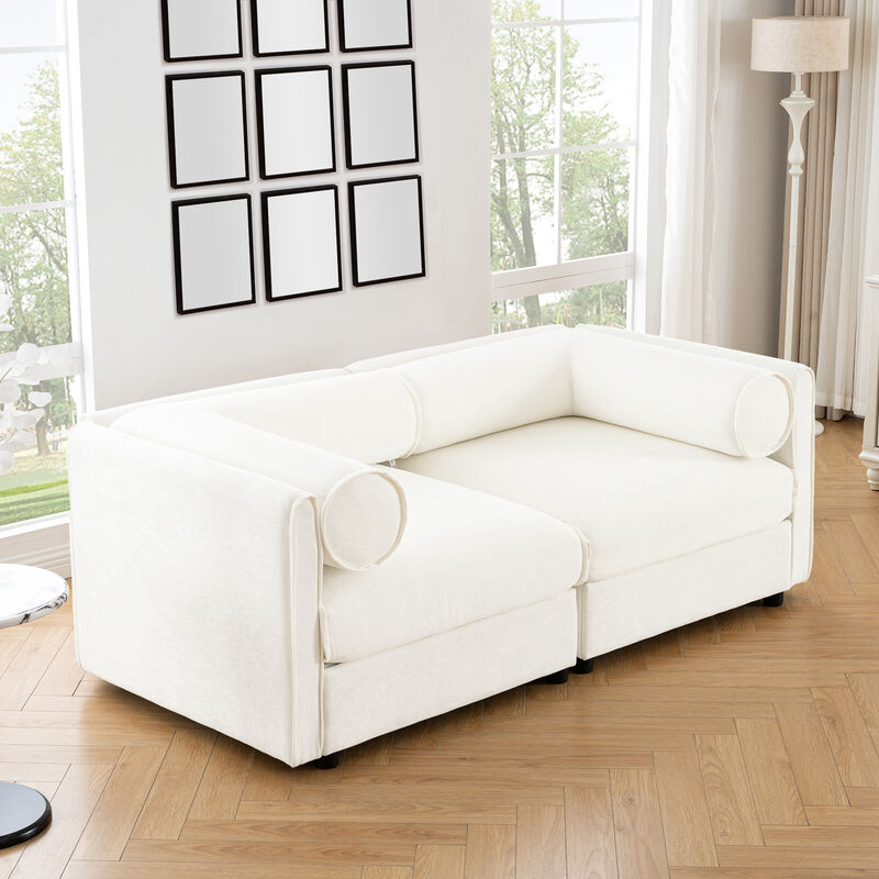 Merax Chenille 2-Seater Sofa with Storage Seat