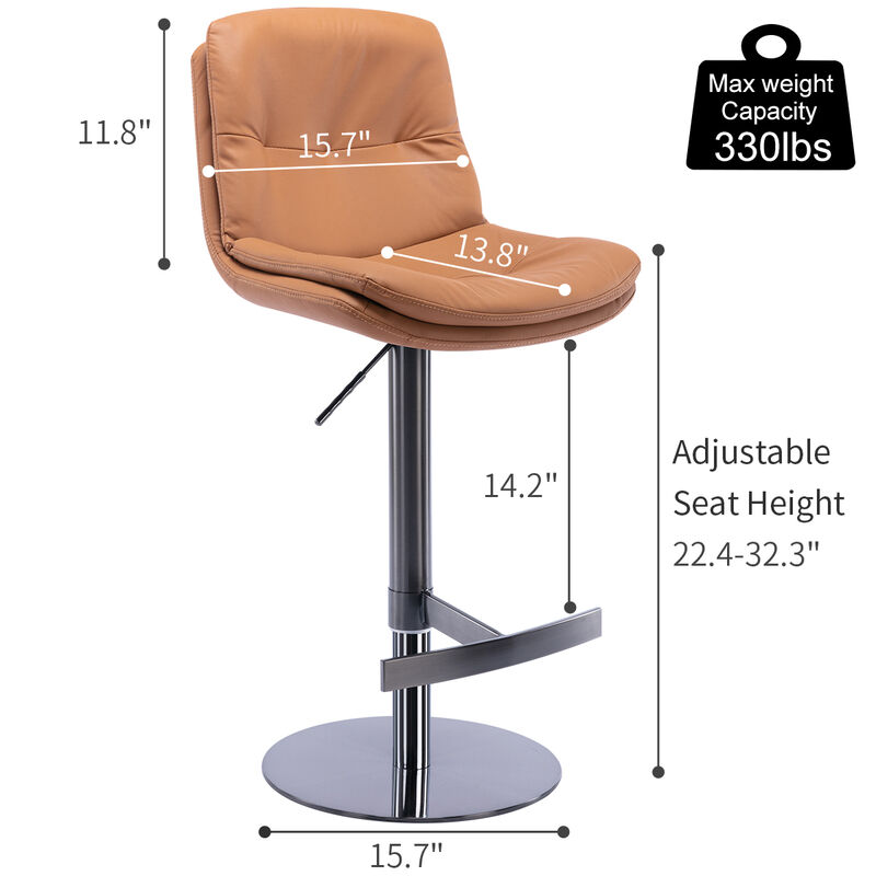 Black Titanium Swivel Bar Stools with Faux Leather Backrest