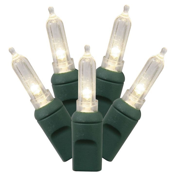 Vickerman  100Lt LED Bulb Warm White & Green Wire Italian End Connecting 4 in. x 34 ft. LED Bulb
