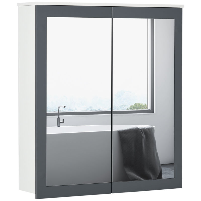 Wall Mounted Bathroom Wall Cabinet with Mirror Double Doors