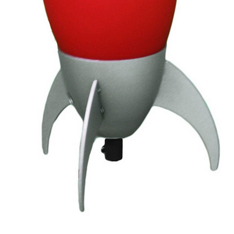 Kid Table Lamp with Rocket Design Silhouette, Red-Benzara