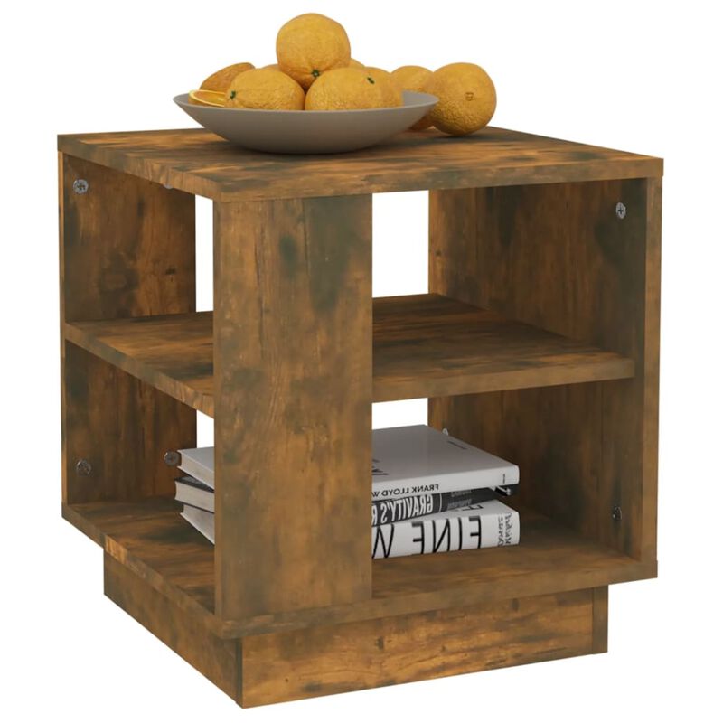 vidaXL Coffee Table Smoked Oak 15.7"x15.7"x16.9" Engineered Wood