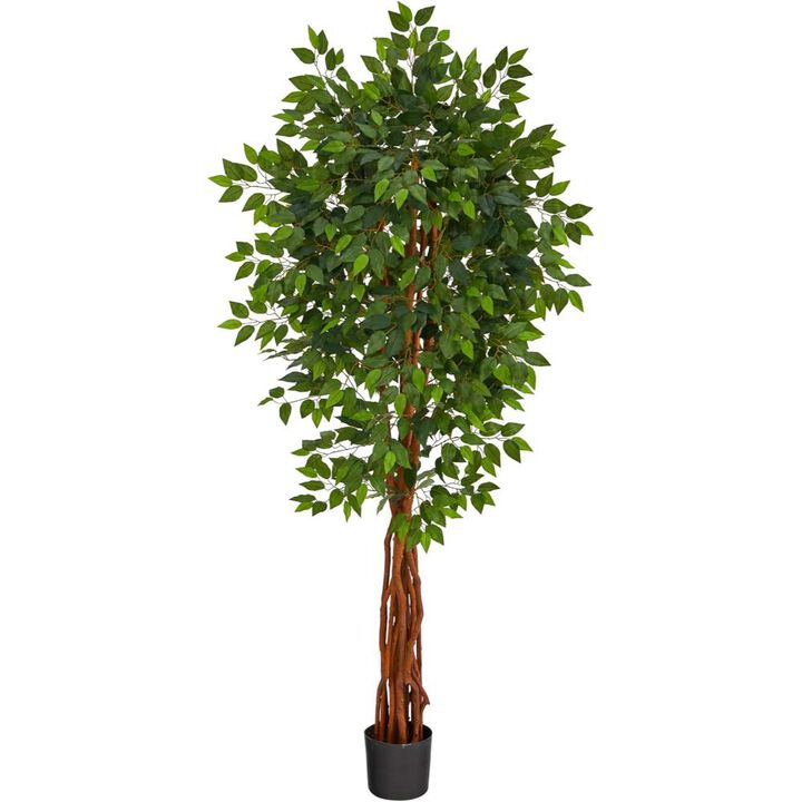 Hivvago 6.5 Feet Super Deluxe Ficus Artificial Tree with Natural Trunk