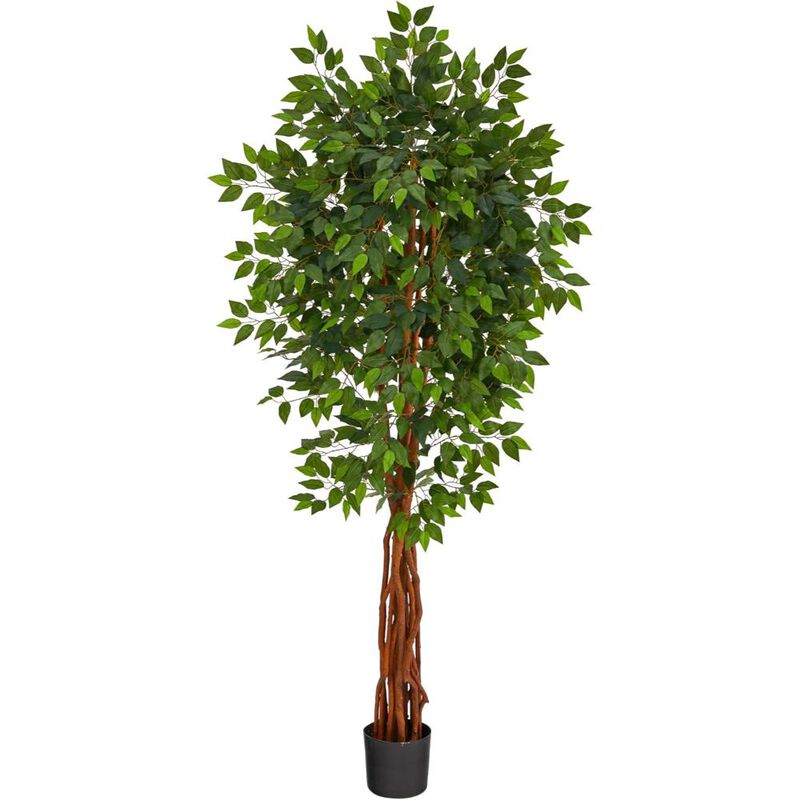 Hivvago 6.5 Feet Super Deluxe Ficus Artificial Tree with Natural Trunk