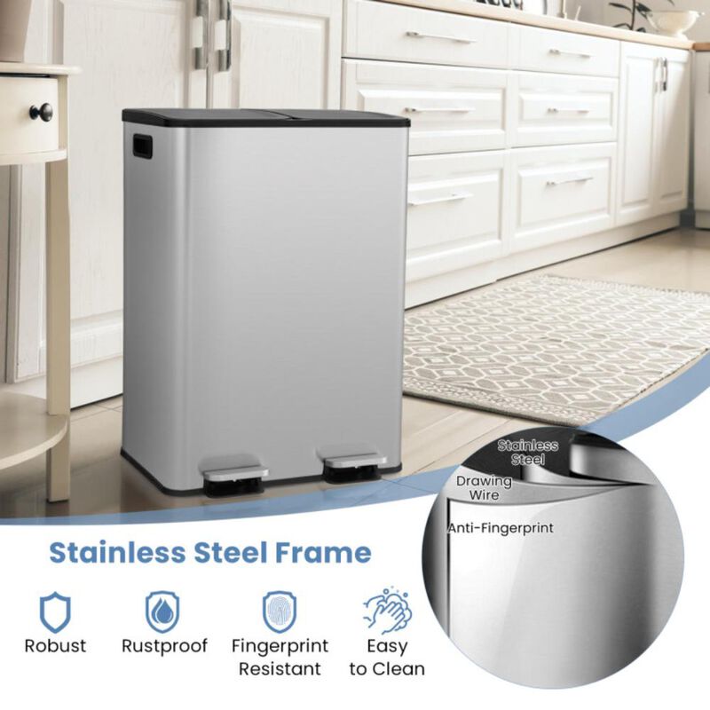 Hivvago 2 x 8 Gal Dual Compartment Trash Can