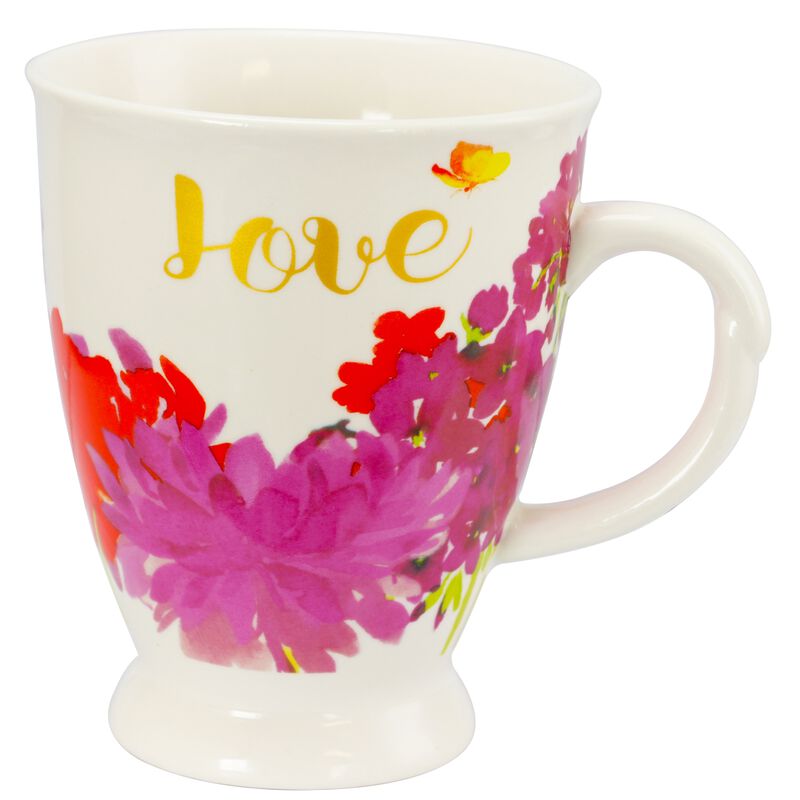 Gibson Home Bold Floral 17.4 oz Cup Set, Set of 4 Assorted Designs
