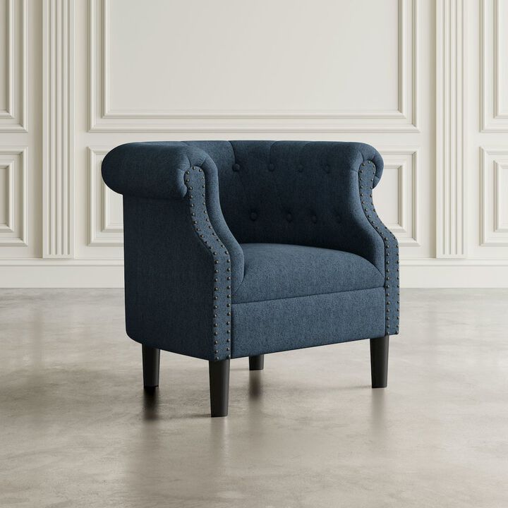 Jofran Contemporary Upholstered Barrel Curved Back Accent Chair