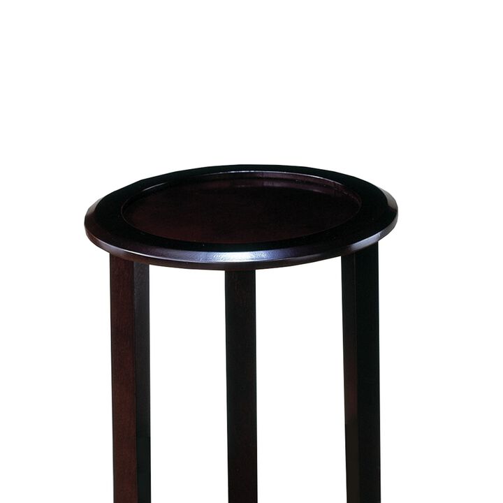 Elegant Plant Stand With Round Top, Brown-Benzara