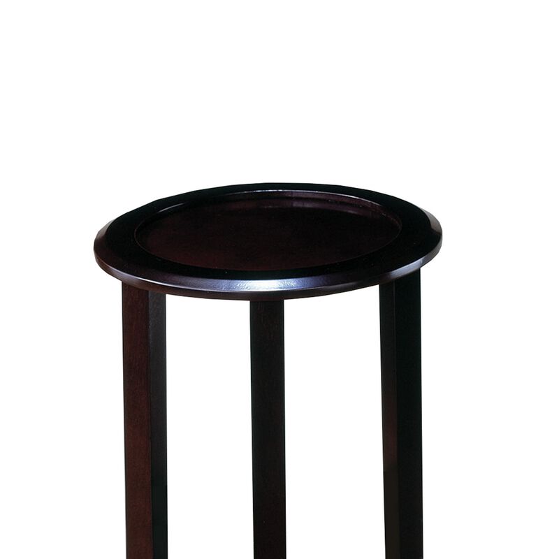 Elegant Plant Stand With Round Top, Brown-Benzara