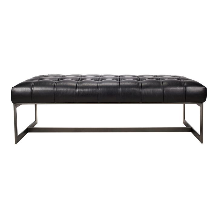 Moe's Home Collection Wyatt Leather Bench Black
