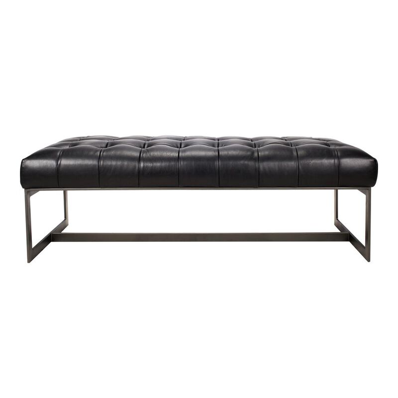 Moe's Home Collection Wyatt Leather Bench Black