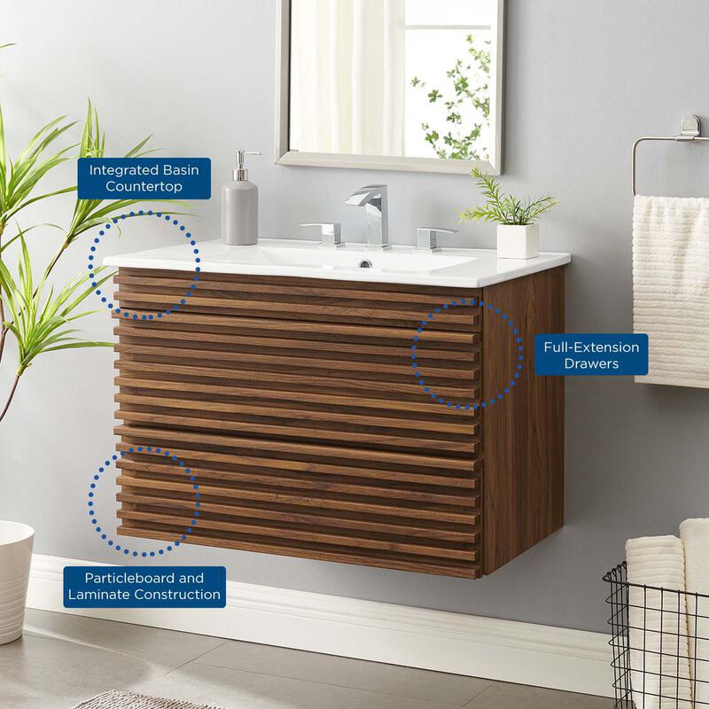 Modway Render 30 Wall-Mount Bathroom Vanity