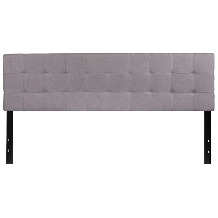 Flash Furniture Bedford Tufted Upholstered King Size Headboard in Light Gray Fabric