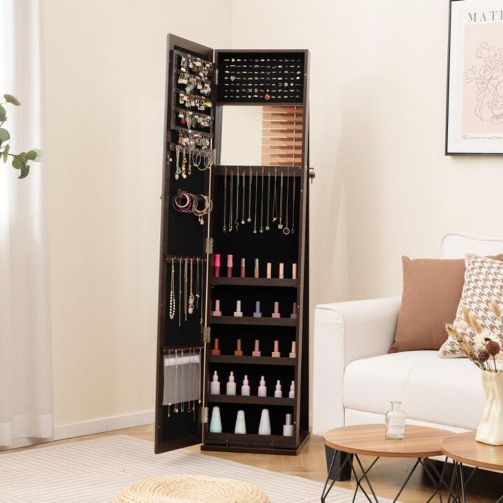 Hivvago Standing Lockable Jewelry Storage Organizer with Full-Length Mirror